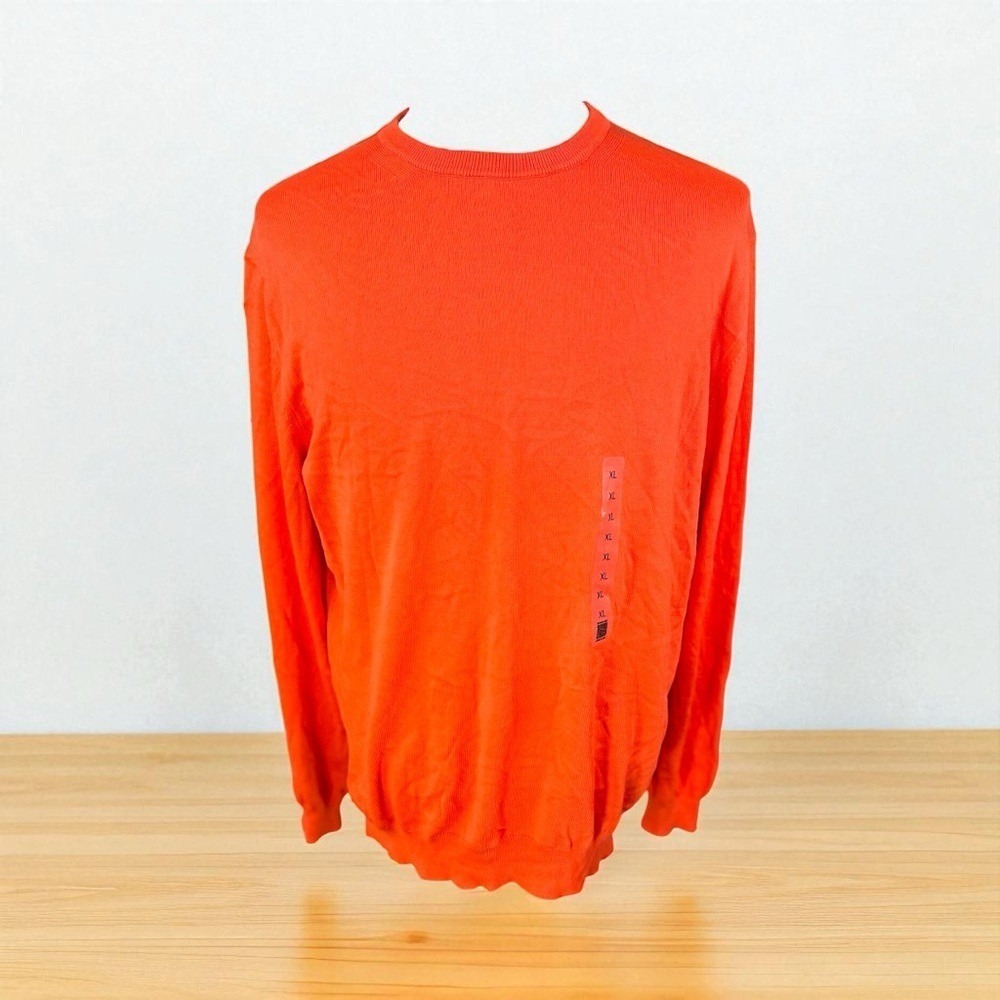 Piombo NWT Size XL Mens Cotton Bright Orange Crewneck Sweater‎